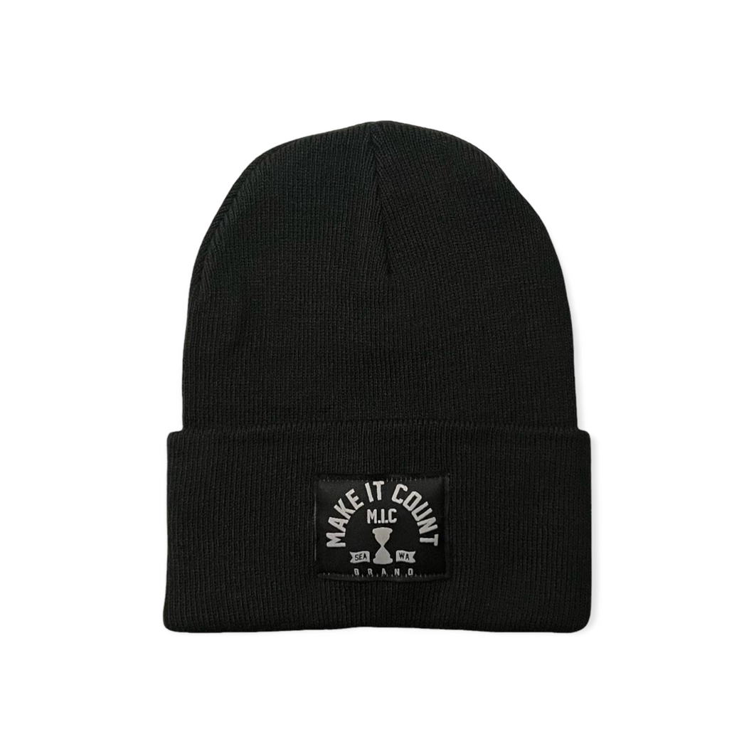 Patch Beanie- Dark Brown